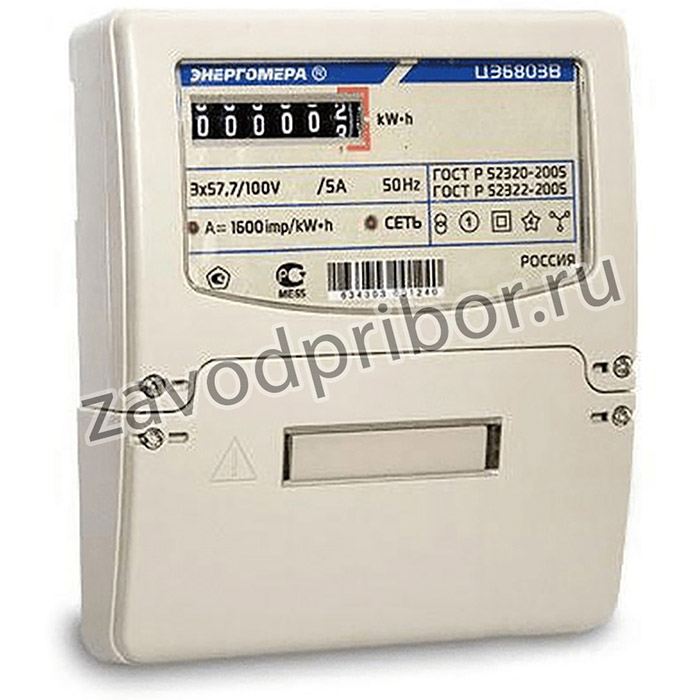 101003001011321, Счетчик электроэнергии ЦЭ6803В 1 230В 1-7,5А 3ф. 4пр. М7 Р32 трехфазный однотарифный, 1(7.5), кл.точ. 1.0, D+Щ, ЭМОУ