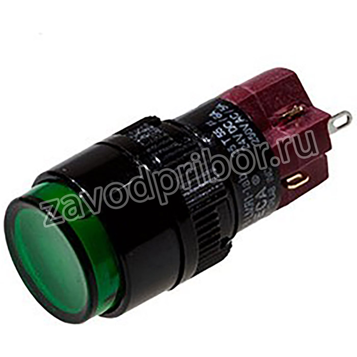 D16LMR1-1abJG, кнопка без фиксации 250В 5А LED подсветка 12В зеленая