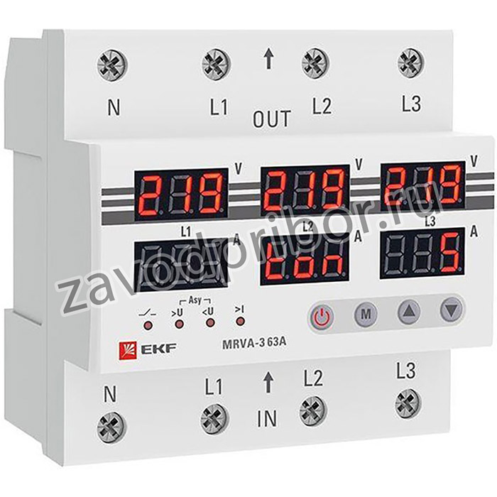 MRVA-3-63A, Трехфазное реле напряжения и тока с дисп. MRVA-3 63A EKF