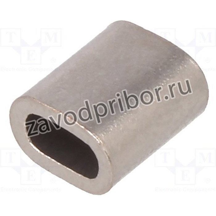 TZ-2, Зажимная втулка, медь, для тросов, dтроса 2мм, L 9,3мм, никель
