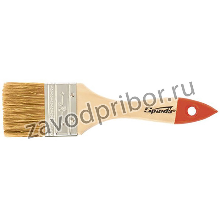 Кисть плоская 50 мм, натуральная щетина, деревянная ручка, для масляных красок, лаков, SPARTA, 824305