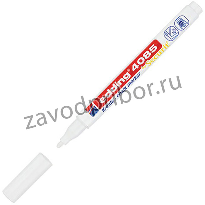 Маркер меловой EDDING 4085, 1-2 мм, БЕЛЫЙ, влагостираемый, для гладких поверхностей, Е-4085/49, E-4085/49