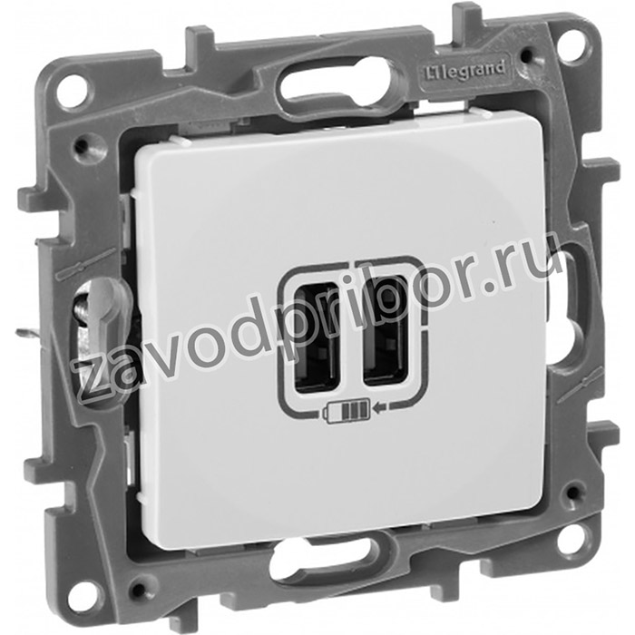 Legrand Etika Белый Розетка USB 2-ая 240В/5В 2400мА