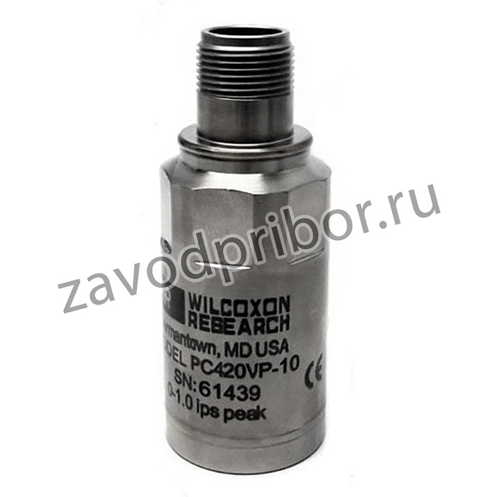 PC420VR-20, Vibration Sensors Top exit, 105 C, 4-20 mA ( 5% @ full scale) proportional to Velocity, RMS, 2.0 ips (50.8 mm/sec), 1/4-28 mount