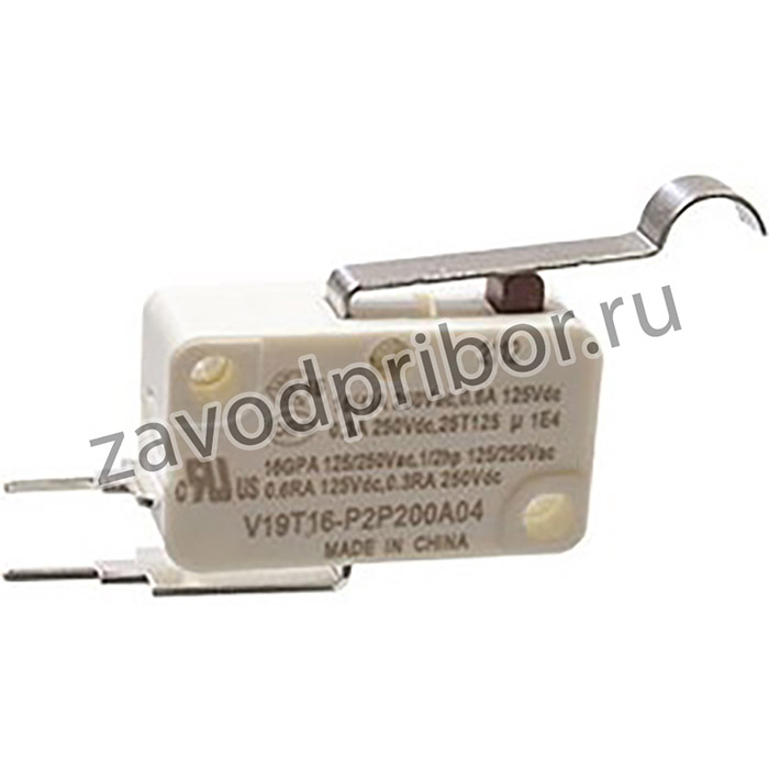 V19T16-P2P200A04, микропереключатель SPST-NC лапка с изгибом 250В 16A в плату 1.96N