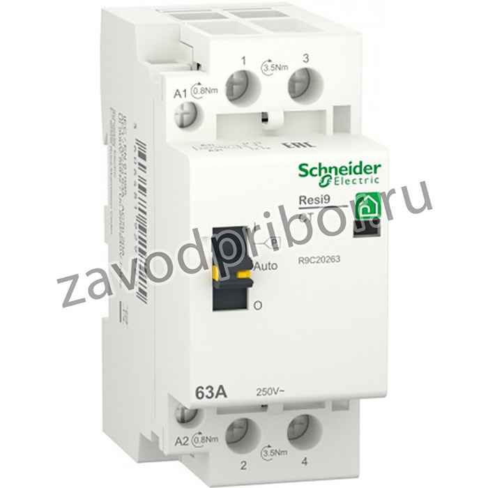 Schneider Electric RESI9 Модульный контактор 1P+N 63А 2НО 230/250В АС 50Гц