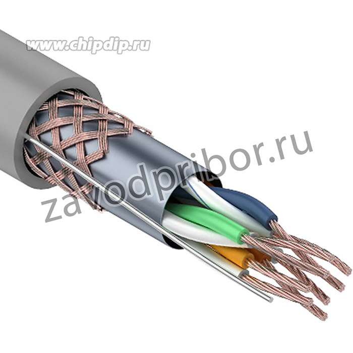 01-0343, Кабель витая пара SF/UTP, CAT 5e, PVC, 4PR, 24AWG, INDOOR, STRANDED, серый, 305м