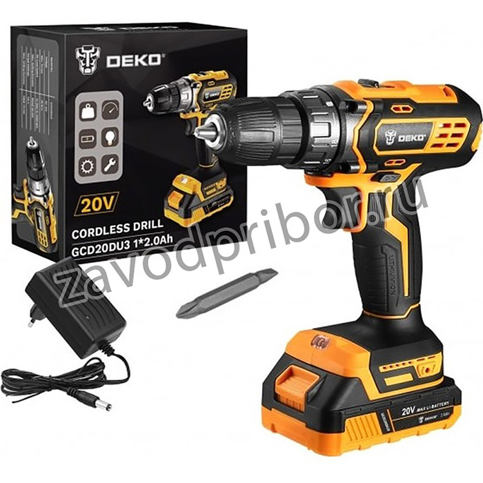 Дрель-шуруповерт аккумуляторная DEKO GCD20DU3, 20В, 1*2.0Ач [063-4144]