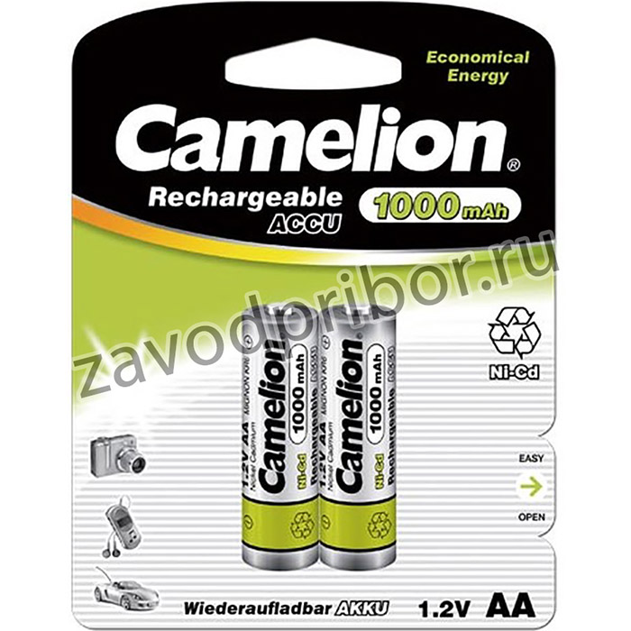 Camelion AA-1000mAh Ni-Cd BL-2 (NC-AA1000BP2, аккумулятор,1.2В)