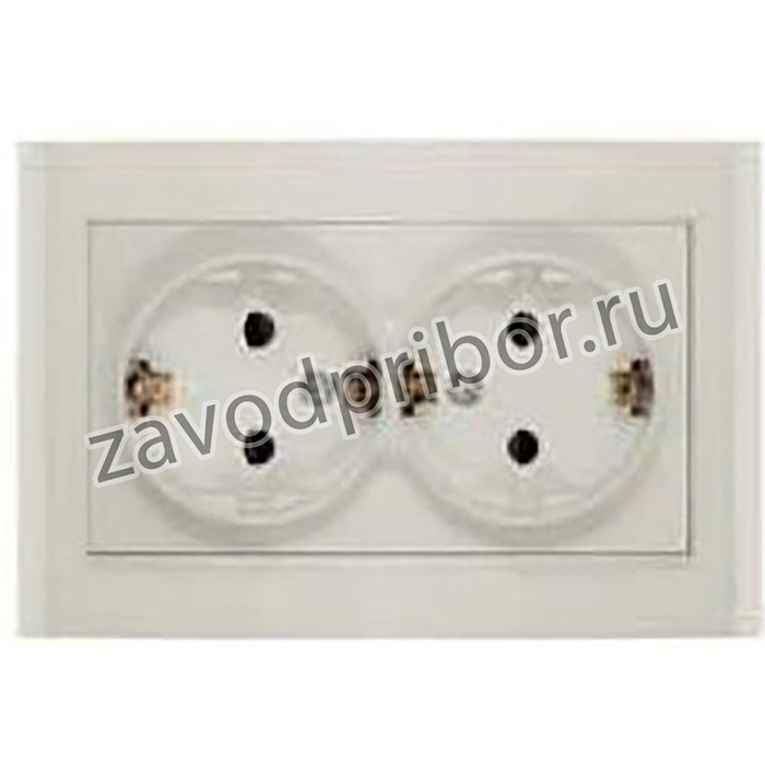 Розетка 2-м СП Бриллиант 16А IP20 с заземл. защ. шторки сл. кость UNIVersal 7948769