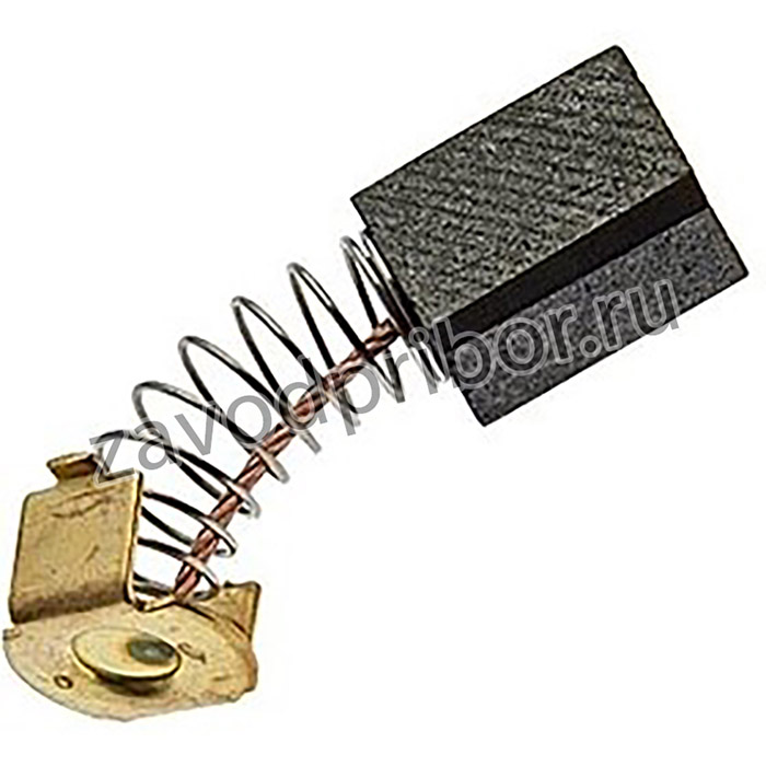 BRUSH 6X9X12 SPRING, Щетка графитовая для электродвигателя, медный провод на пружине, контакт латунь