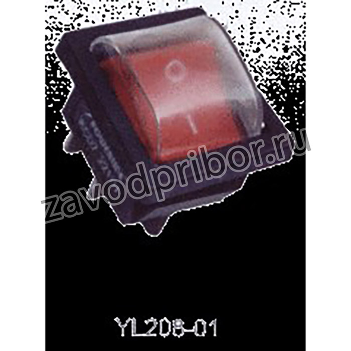 SQ0703-0018, Клавишный переключатель YL-208-01 черный корпус красная клавиша (влагозащищенный) 2 положения 2з TDM