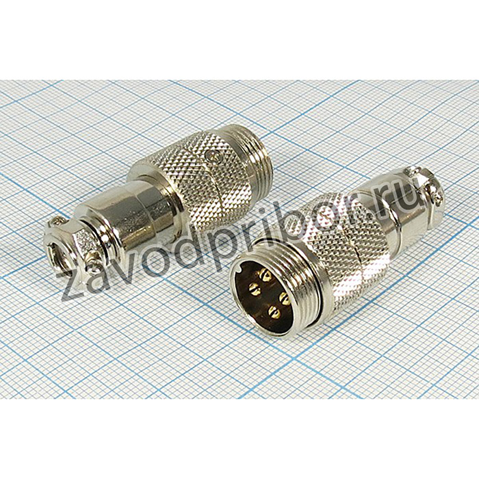 Разъем микрофонный MIC16 вилка, контакты 4P, монтаж на кабель, М16, MC901-4P