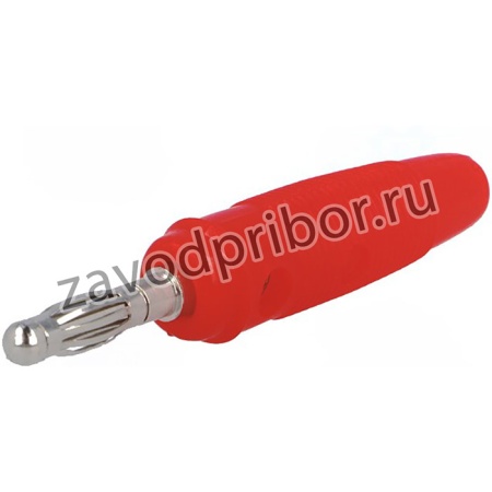 R8-25A-RED, Вилка, "банан" 4мм, 10А, 60ВDC, красный, Диам.кабеля макс: 4мм