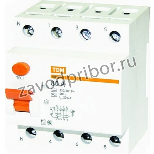 Устройство защитного отключения ВД1-63 4Р 80А 30мА SQ0203-0047