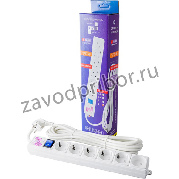 Ф-удлинитель, PC 5м 6р, бел. 16А, SPG6-А2