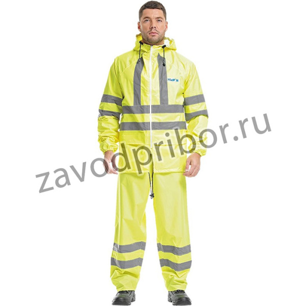 Костюм нейлоновый сигнальный с СО полосами, желтый, размер 2XL RR017y2XL