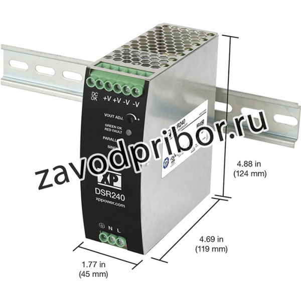 DSR240PS48, DSR240 DIN Rail Power Supply, 85 264V ac ac Input, 48V dc dc Output, 5A Output, 240W