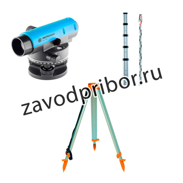 INSTRUMAX AL-124+ TS-500+ TR-160 — комплект оптического нивелира, рейки и штатива