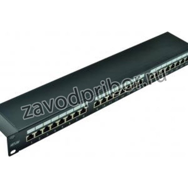 Панель 19", 1U, 24 порта, Кат.5e, RJ45/8P8C, экран, черная EC-URP-24-SD2