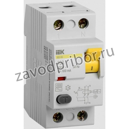 Выключатель диф. тока 2п 40A 100mA тип AC ВД1-63 ИЭК MDV10-2-040-100