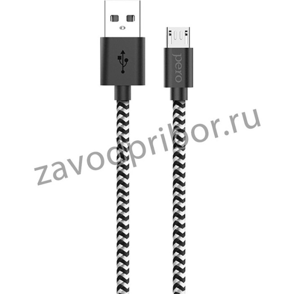 Кабель USB PERO DC-04 micro-USB, 2А, 1м, Silver-black