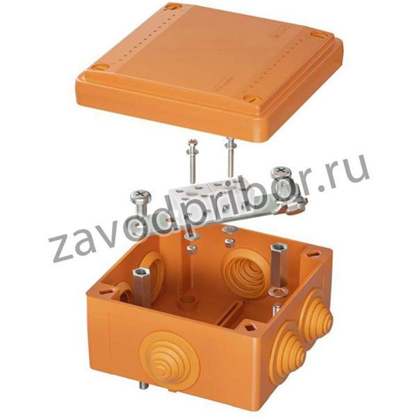 FSB11404, Коробка пластиковая FS с кабельными вводами и клеммниками IP55 100х100х50мм