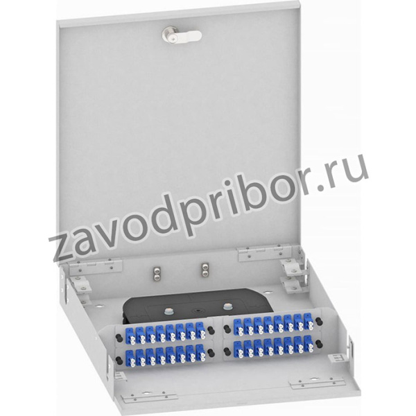 Оптический кросс настенный, одномодовый укомплектованный КРН-Top-64LC/U-OS2-GY