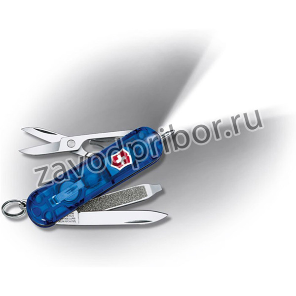 0.6226.T2, Нож-брелок Victorinox Classic Signature Lite, 58 мм, 7 функций, полупрозрачный синий