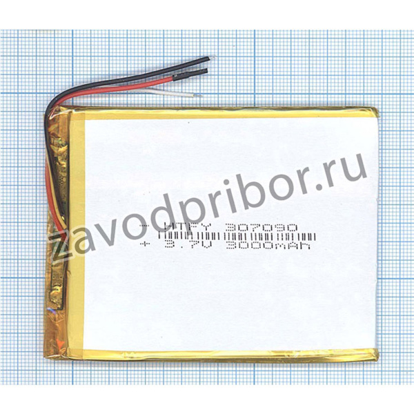 Аккумулятор универсальный 3x70x90 мм 3.8V 3000mAh Li-Pol (3 Pin)