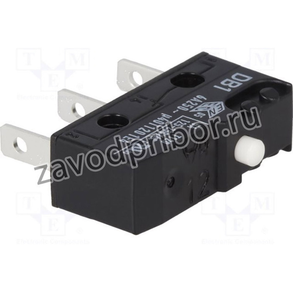 DB1C-B1AA, Микропереключатель SNAP ACTION, без рычага, SPDT, 6A/250ВAC