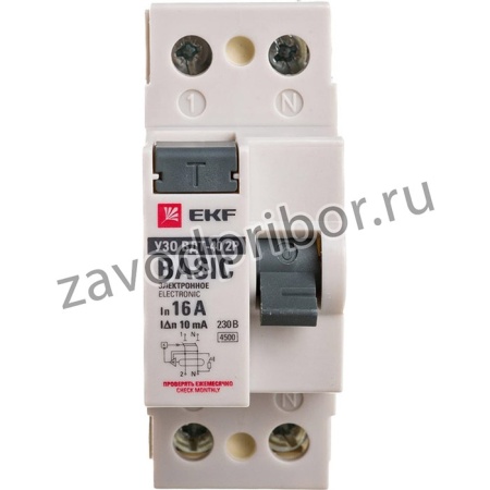 Устройство защитного отключения Basic ВДТ-40, УЗО, 2P, 16А/10мА elcb-2-16-10e-sim