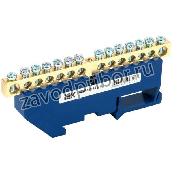 YNN10-69-14D-K07, Шина N "ноль" на DIN-изол ШНИ-6х9-14-Д-С IEK