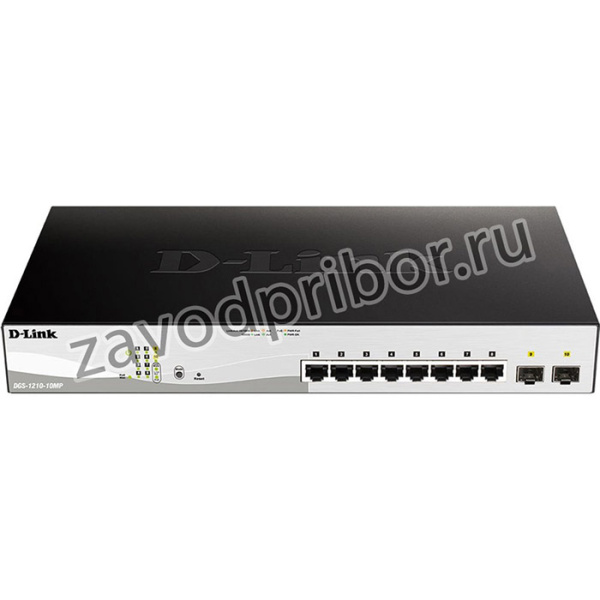 Proj настраиваемый l2 коммутатор с 8 портами 10/100/1000base-t и 2 портами 1000base-x sfp (8 портов poe 802.3af/at DGS-1210-10MP/F1A