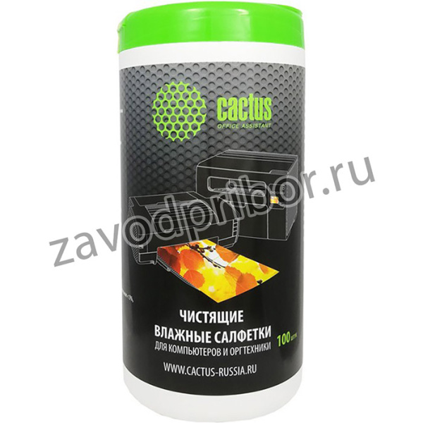 Салфетки Cactus CS-T1002 для компьютеров и оргтехники туба 100шт влажных