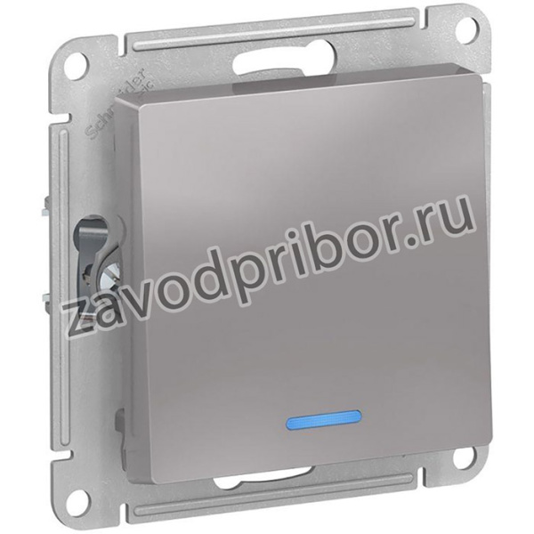 Выключатель 1-кл. СП AtlasDesign 10А IP20 (сх. 1а) 10AX с подсветкой механизм алюм. SE ATN000313