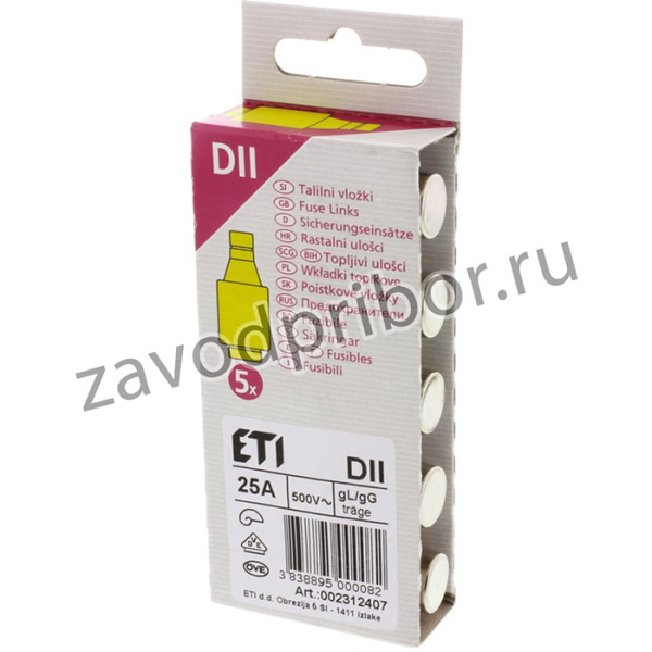 2312407, 25A DII Diazed Fuse, E27 Thread Size, gG - gL, 500V ac