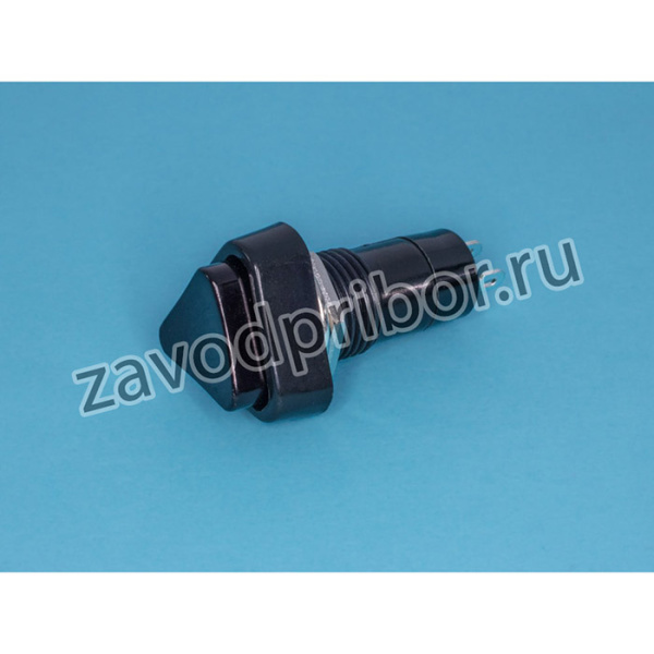 PSW-6C-B, Кнопка треугольная 220В 1А без фиксации, крепление гайка, черная