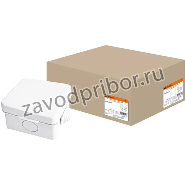 Распаячная коробка ОП 65х65х50мм, крышка, IP54, 4вх. инд. штрихкод TDM