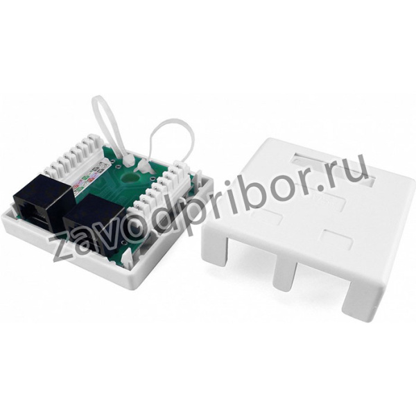 01 Розетка компьютерная Hyperline, RJ-45(8P8C), категория 6, двойная, внешняя, Dual IDC, цвет белый