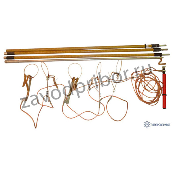 ЗПЛ-1Н-К (сеч. 16мм2) — заземление переносное для воздушных линий с 5-ью фазными зажимами в виде колец и штангой 6,6 м