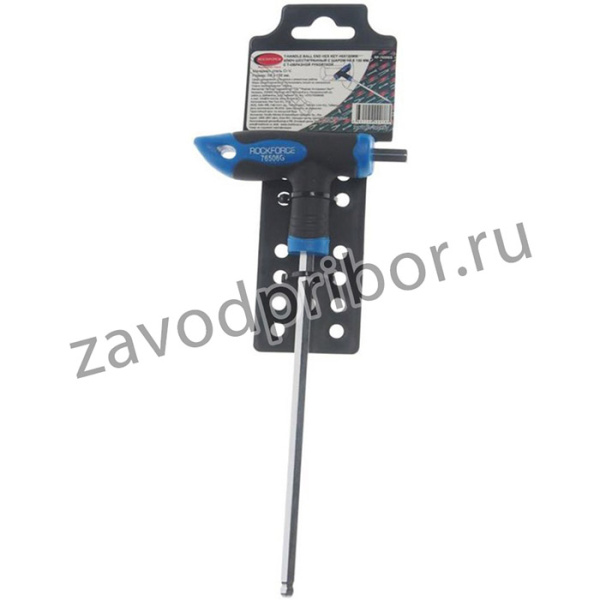 RF-76506G, Ключ шестигранный Т-образный 6мм HEX шаровый с резиновой ручкой L=150мм с держателем ROCKFORCE