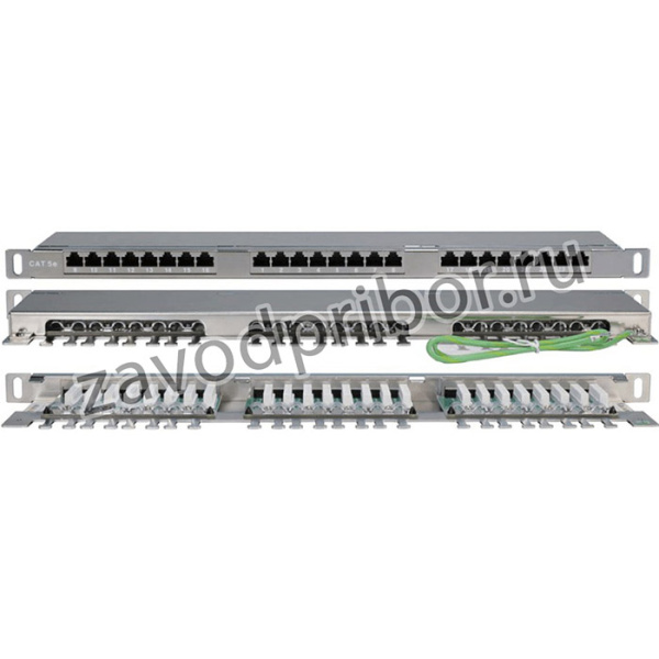 PPHD-19-24-8P8C- C5E-SH-110D, Hyperline PPHD-19-24-8P8C- C5E-SH-110D Патч-панель высокой плотности 19", 0.5U, 24 порта RJ-45, катег