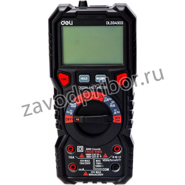 Многофункциональный цифровой мультиметр DL334303 (напряж 0-1000В, сила тока 0,02-10А,сопр до 60МОм,ЖК дисплей, 2х1,5В ААА) 102978