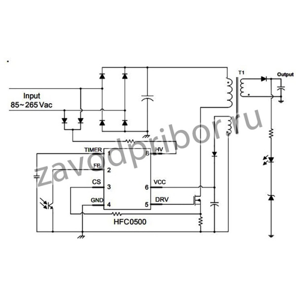 HFC0500GS-P, AC/DC Converter IC, Flyback, 85 VAC to 265 VAC, SOIC-8
