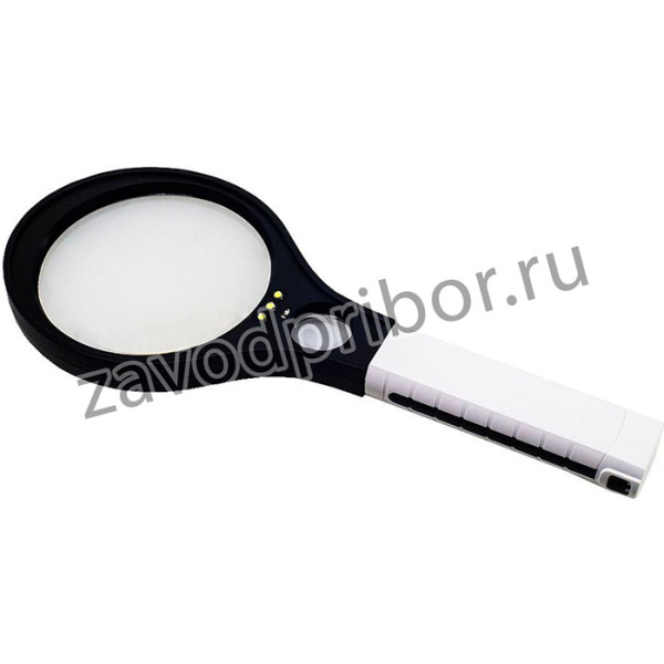 Лупа ручная MG80120-B 120мм-4Х, 30мм-10Х 4LED 1UV