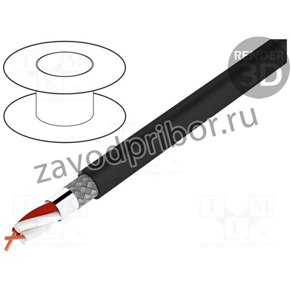 SOUND-400080, Провод микрофонный, черный, Cu, ПВХ, -30-70°C, -6,7мм, аудио
