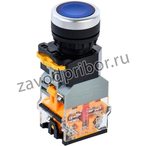 Кнопка D8-11D d22мм 1з+1р с подсветкой син. IEK BBT30-11D-3-12-K07
