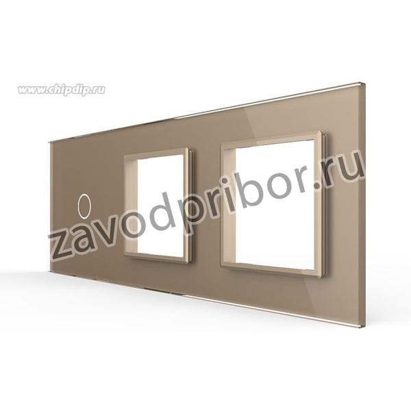 Панель для сенсорного выключателя и двух розеток Livolo, 1 клавиша, цвет золотой, стекло BB-C7-C1/SR/SR-13 Ливолотач