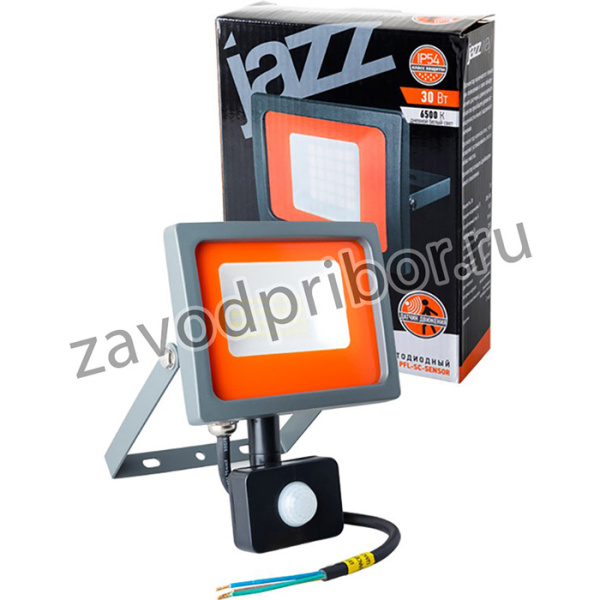 Jazzway PFL-SC-30w SENSOR светодиодный, 30Вт, 6500K, IP54 серый, Прожектор